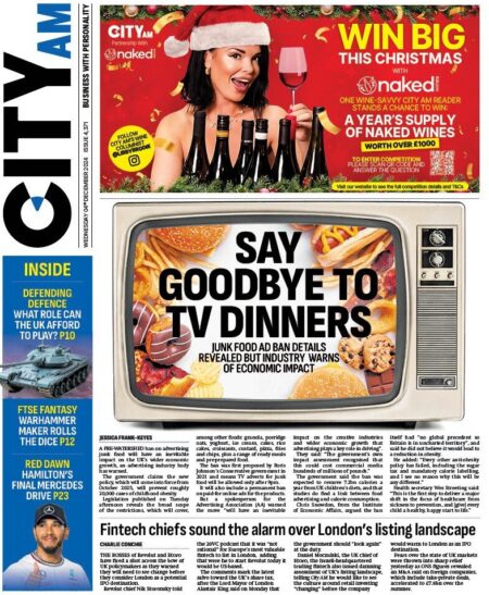 CITY AM – Say goodbye to TV dinners