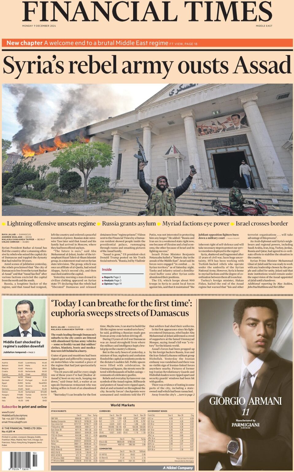 FT – Syria’s rebel army ousts Assad