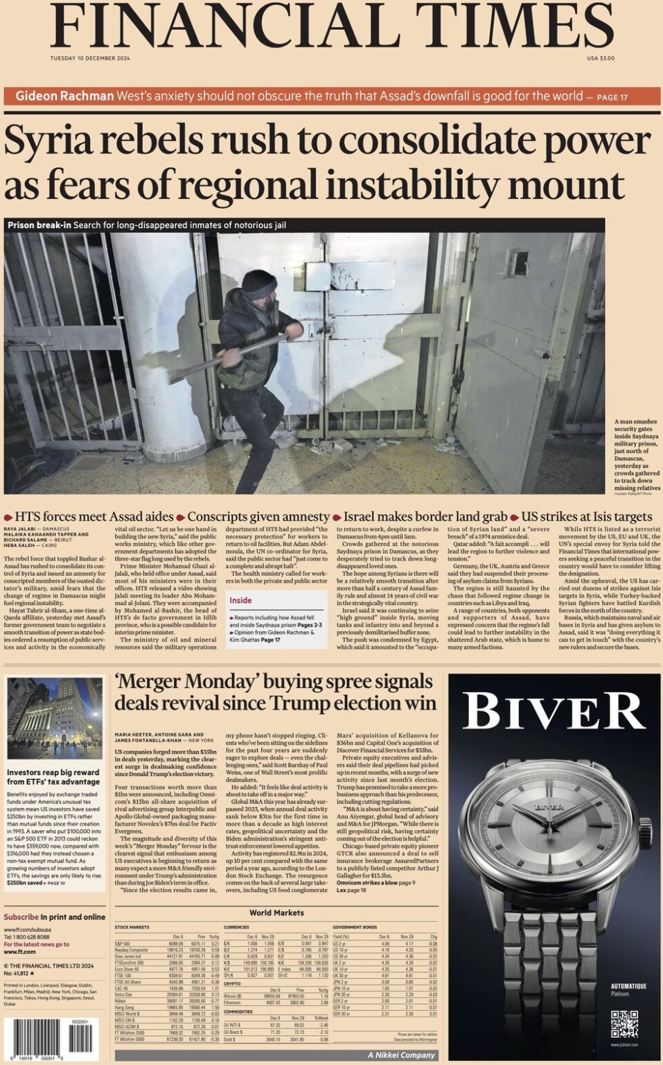 FT – Syria rebels rush to consolidate power as fear of regional instability mount