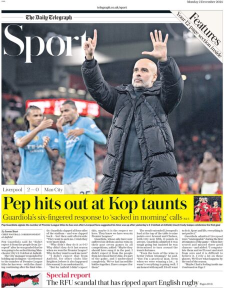 Liverpool 2-0 Man City – Pep hits out at Kop taunts – Telegraph Sport