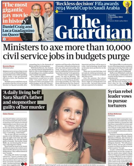 The Guardian Front Page 12/12/2024