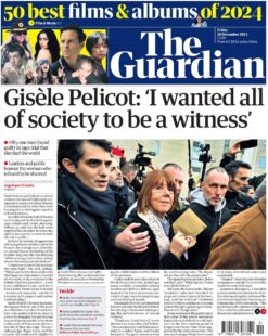 The Guardian Front Page 20/12/2024