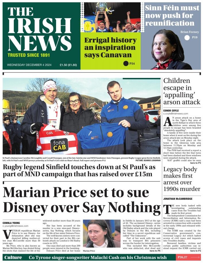 Marian Price set to sue Disney over Say Nothing - The Irish News (NI)