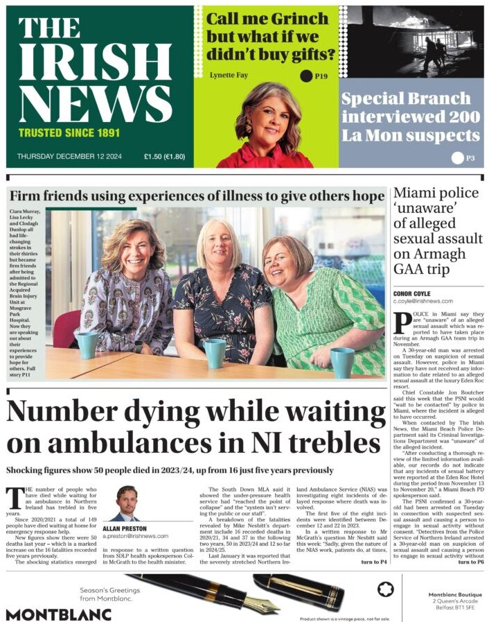 Number dying while waiting on ambulances in NI trebles - The Irish News