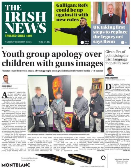 Youth group apology over children with guns images – The Irish News