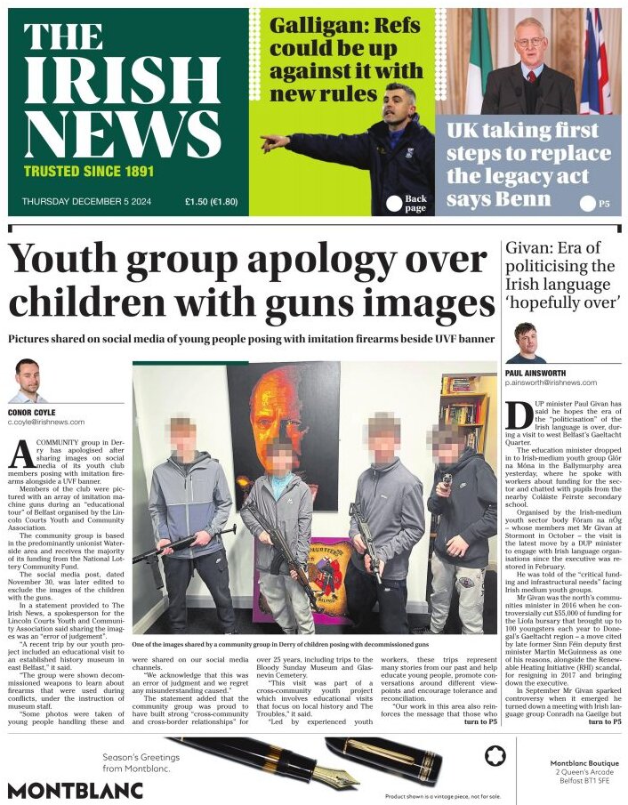 the irish news front page 5/12/2024