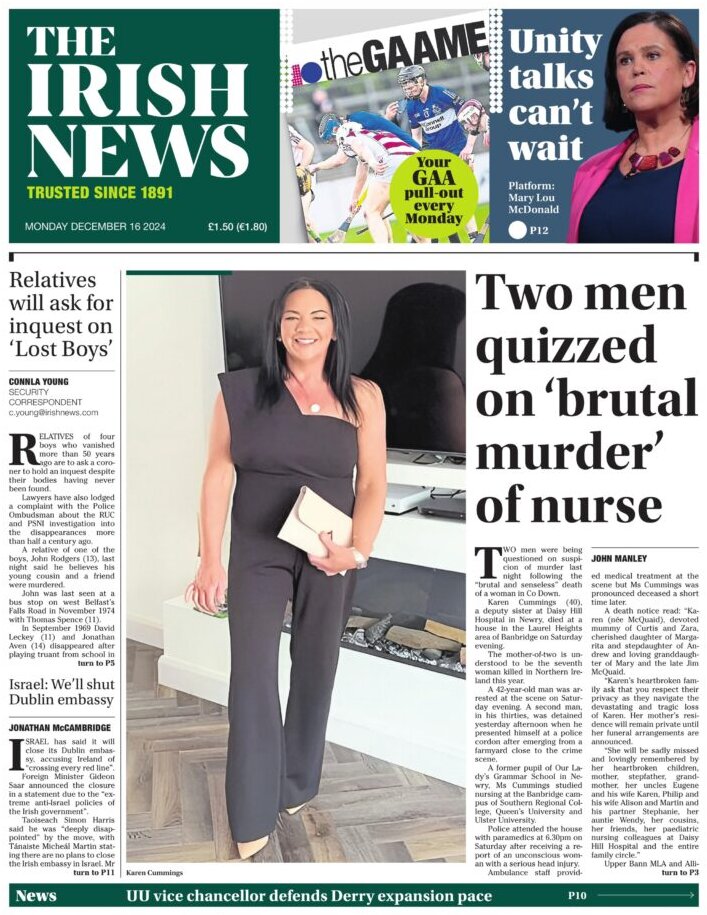 Two men quizzed on 'brutal murder' of nurse - The Irish News