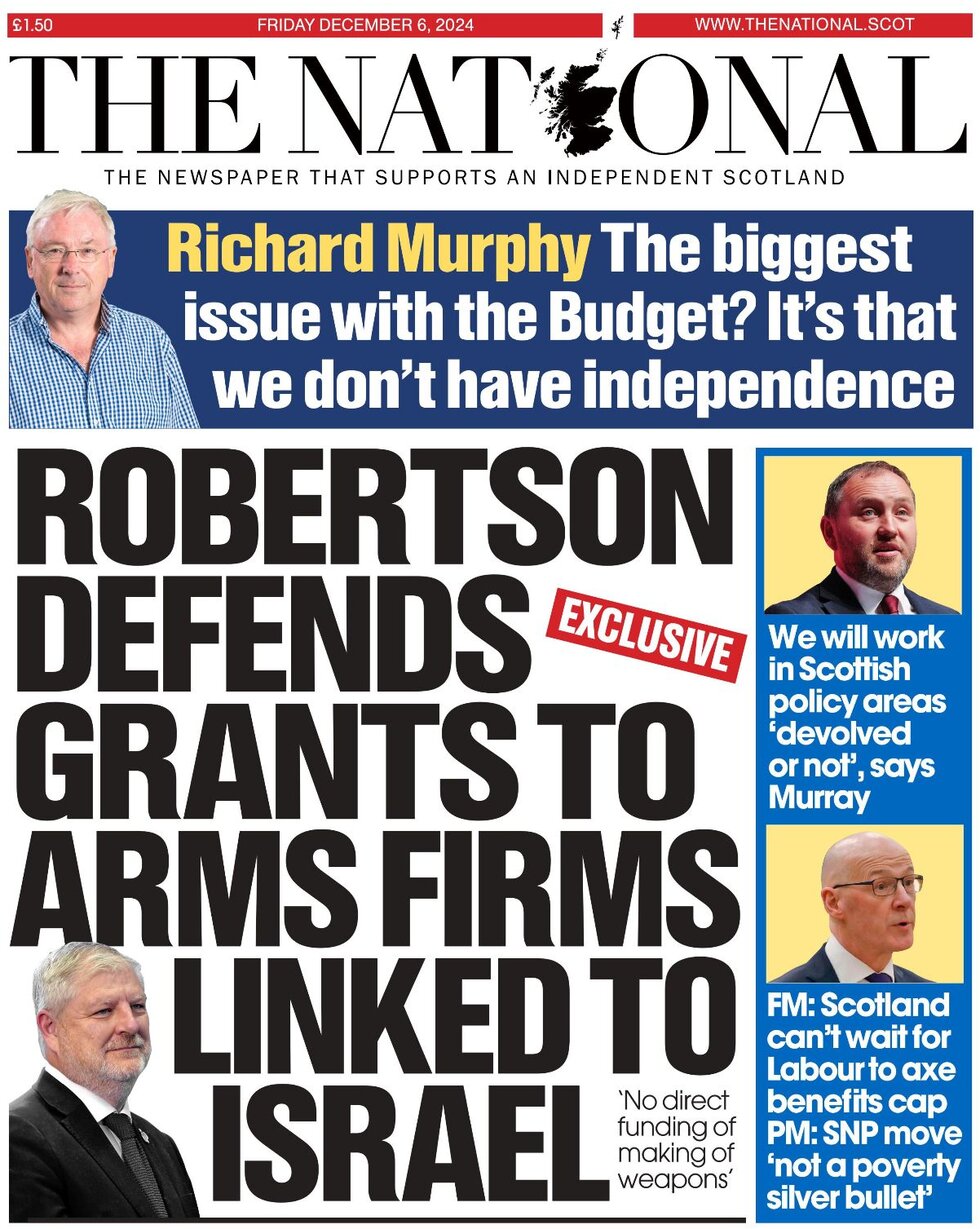 Robertson defends grants to arms firms linked to Israel - The Herald