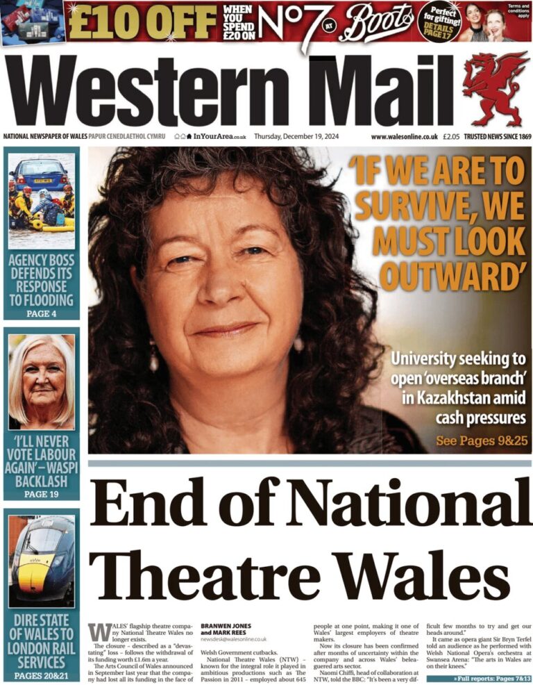 End of National Theatre Wales – Western Mail 