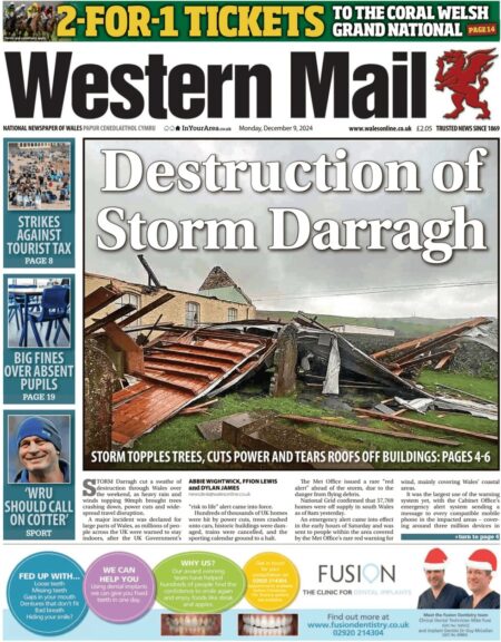 Destruction of Storm Darragh – Western Mail 