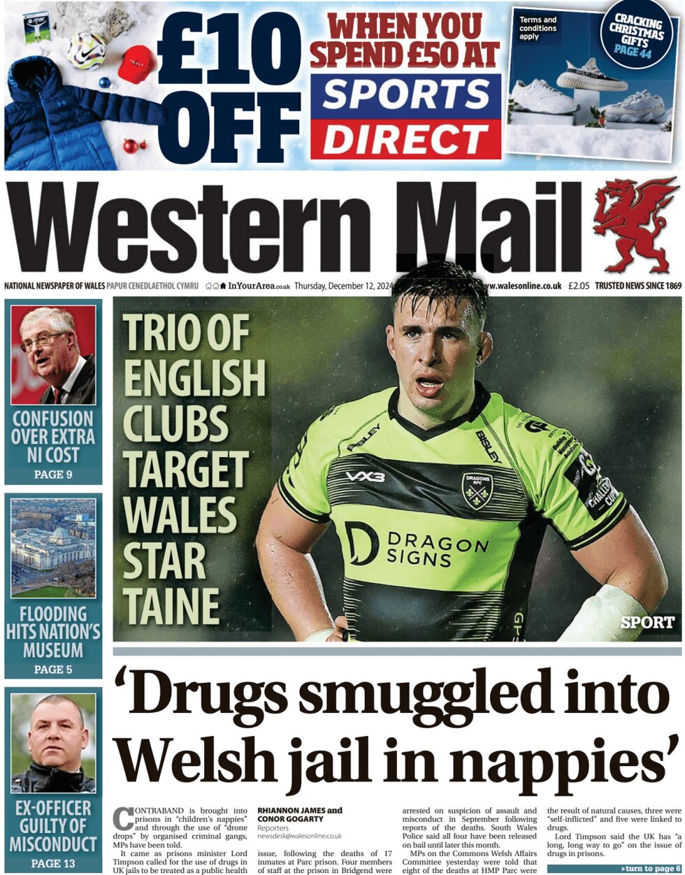 'Drugs smuggled into Welsh jail in nappies' - Western Mail