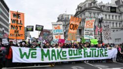 Demonstrators rally in Washington ahead of Trump’s inauguration