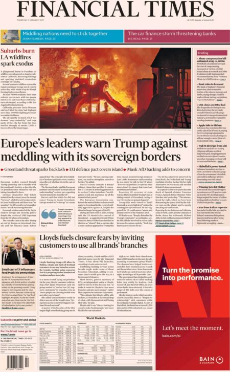 Europe’s leaders warn Trump against meddling with its sovereign borders – FT