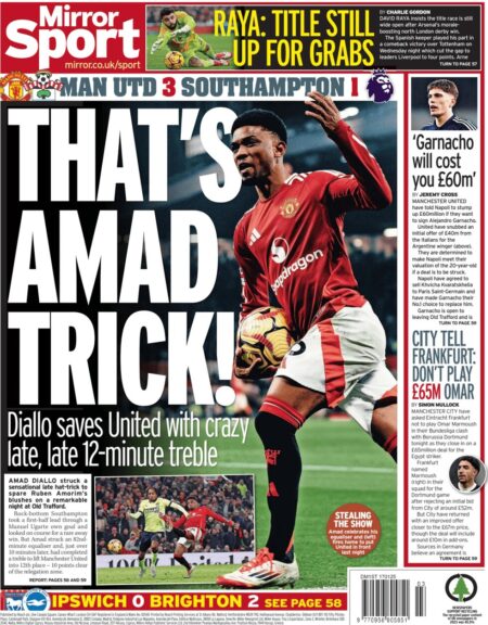 Man Utd 3 Southampton 1 – That’s Amad trick!