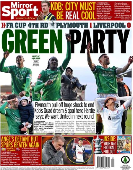 FA Cup 4th RD: Plymouth 1 Liverpool 0 – GREEN PARTY